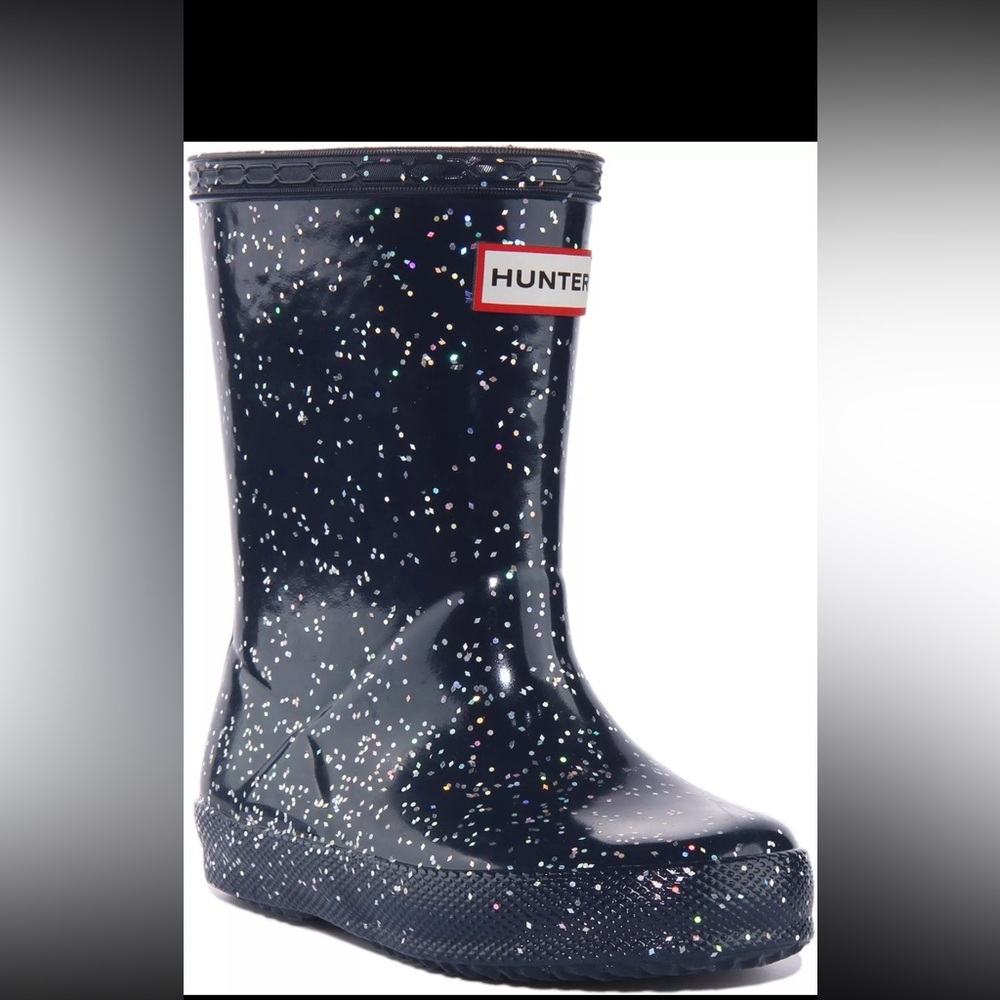 Original First Classic Giant Glitter Wellington Boots Dark Blue US Size 13